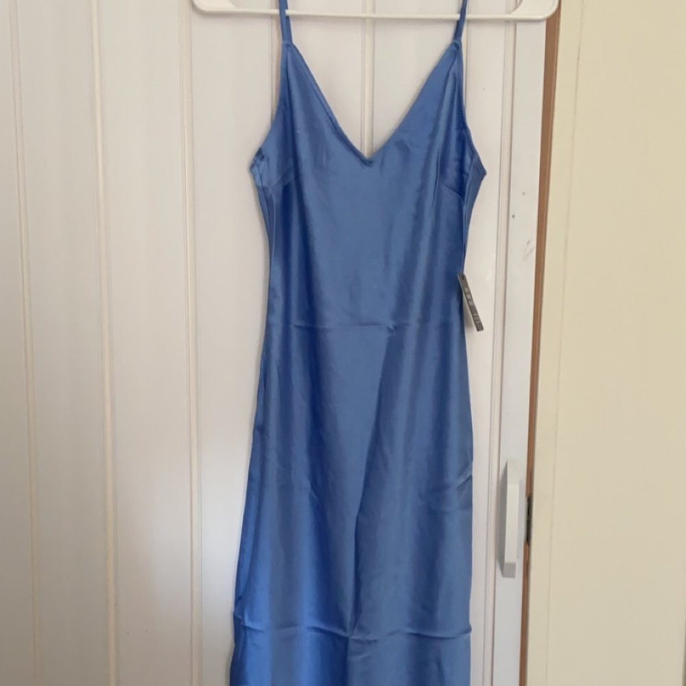 Satin V-Neck Midi Dress- NEW WITH TAGS